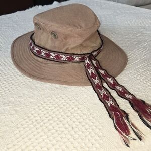 Tan and Red Men's Hat
